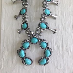 West & Co Turquoise Squash Blossom necklace
